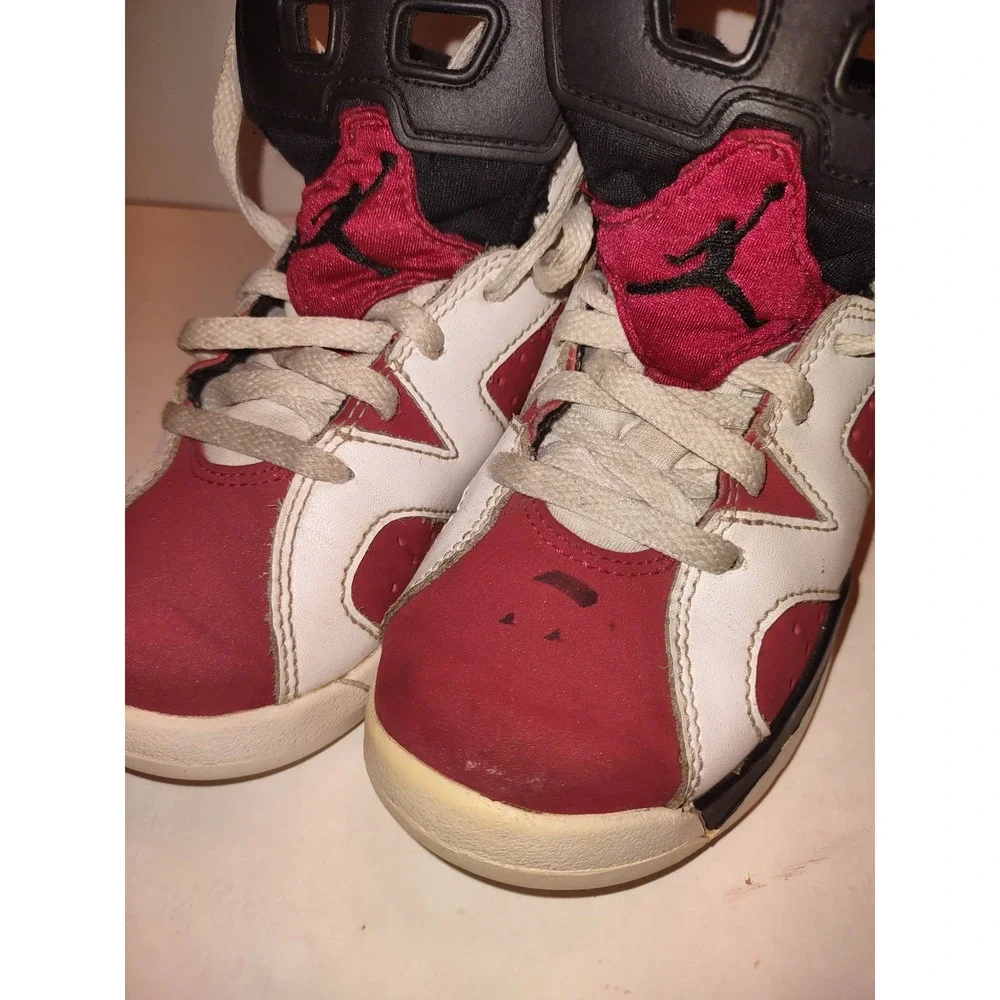 Nike Air Jordan 6 Retro Shoes Size 11c Carmine Red Sneakers Mud Top 384666-106